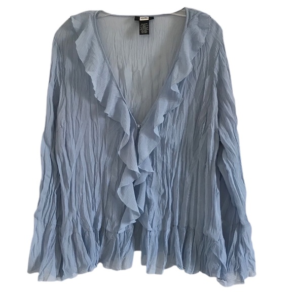 ♥️sold♥️Sky Blue Crinkled Ruffle Dress Up - Picture 3 of 9